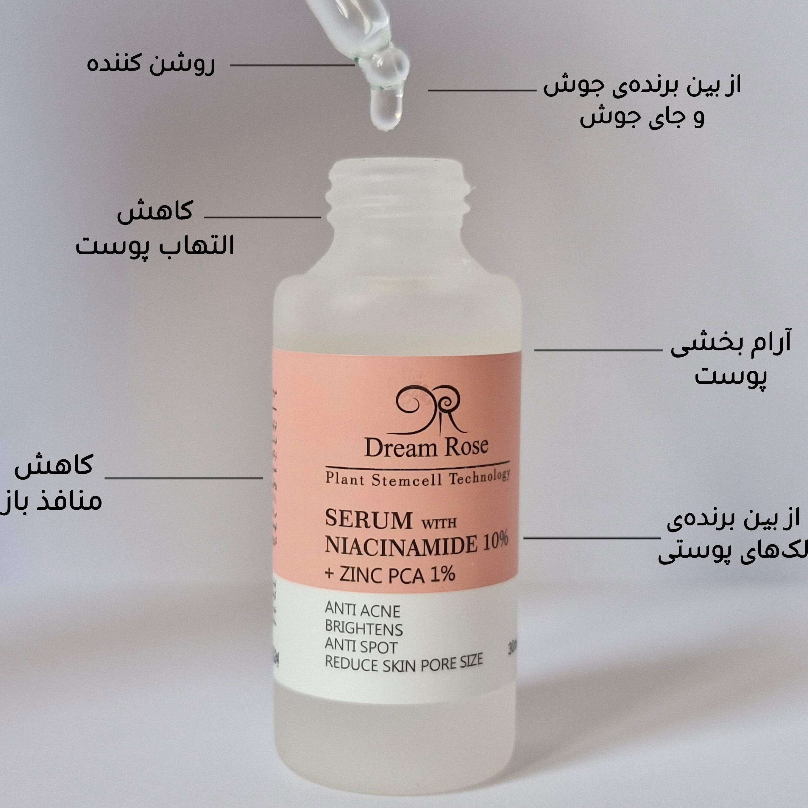 سرم نیاسینامید ۱۰% + زینک ۱% دریم رز Derem Rose